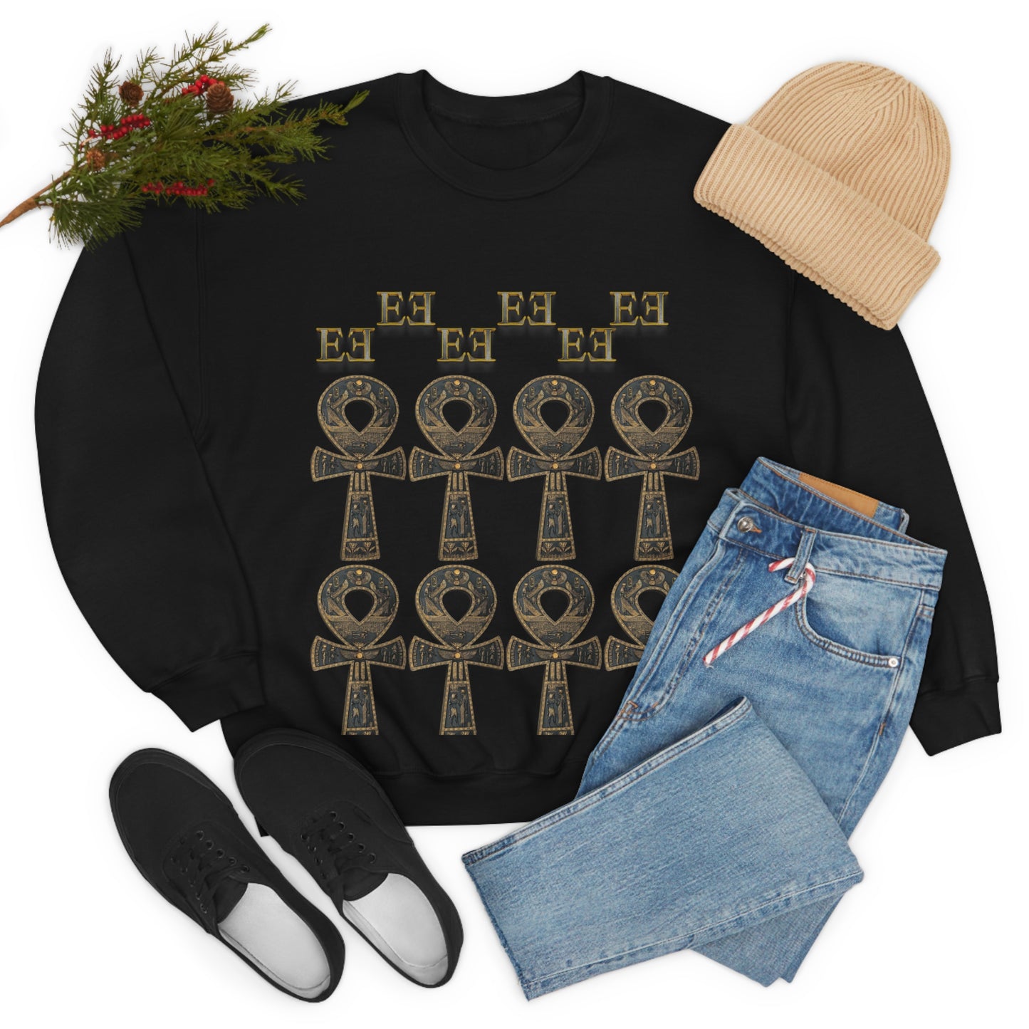 Stylish Greek Art Design-Inspired Black Sweatshirt: Elevate Your Wardrobe!